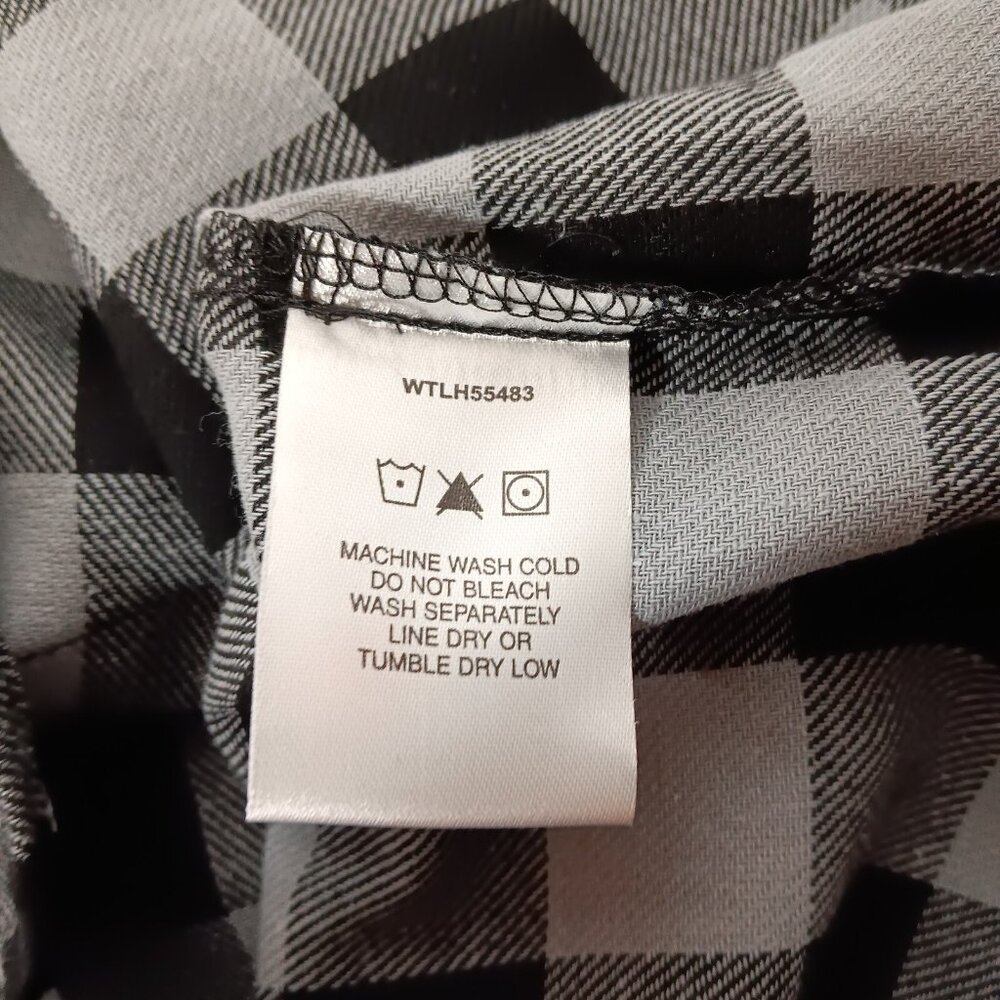 Wrangler Wrancher Shirt Women M Flannel Black Gray Plaid Pearl Snap New Western - Picture 4 of 14